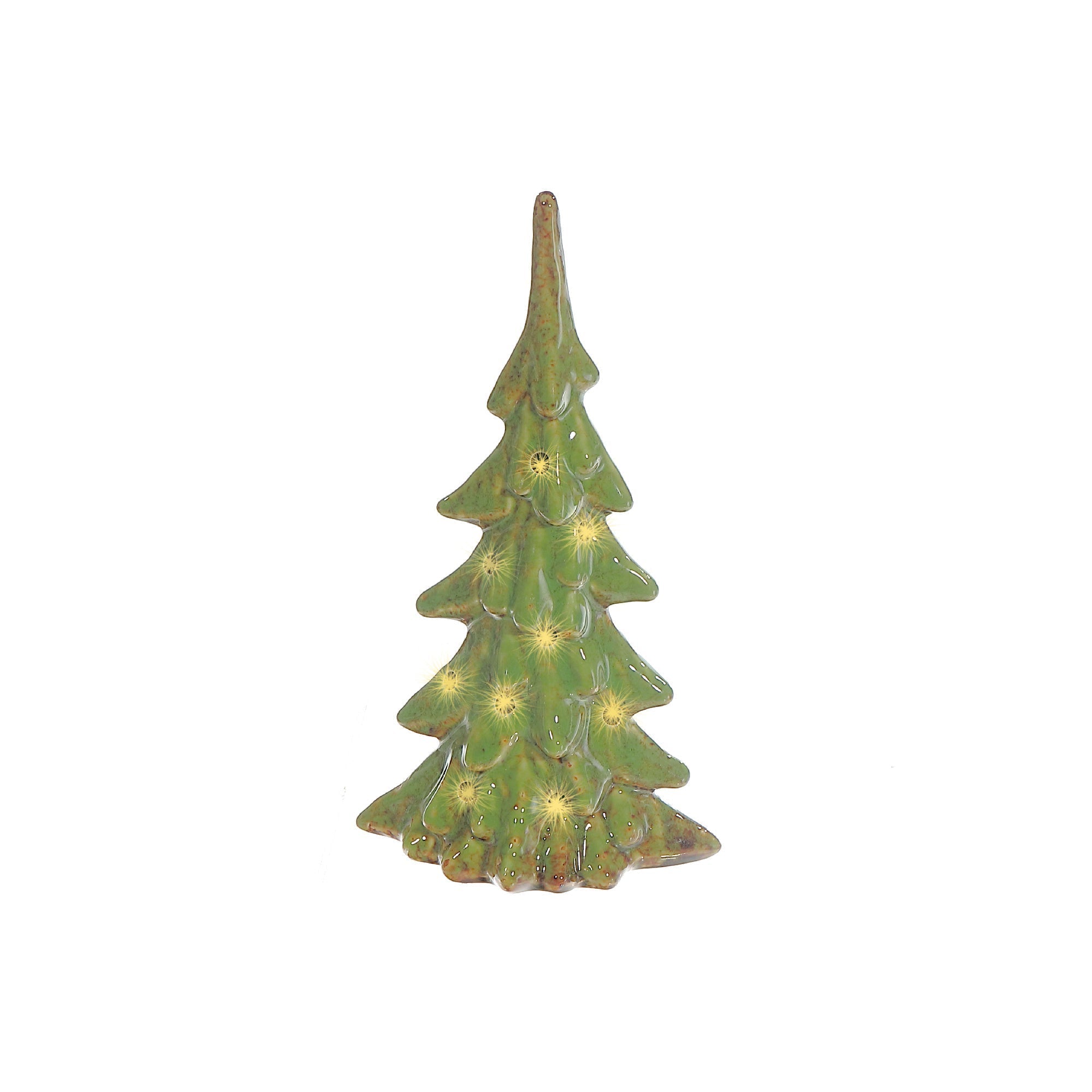 LED Porcelain Tree Decor Green – Christmas Tabletop Decoration, Illuminated Holiday Accent, Festive Winter Decor