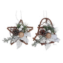 6" Rattan With Pine Cone Hanging Décor (Asstd) - Set of 2