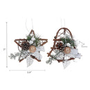 6" Rattan With Pine Cone Hanging Décor (Asstd) - Set of 2