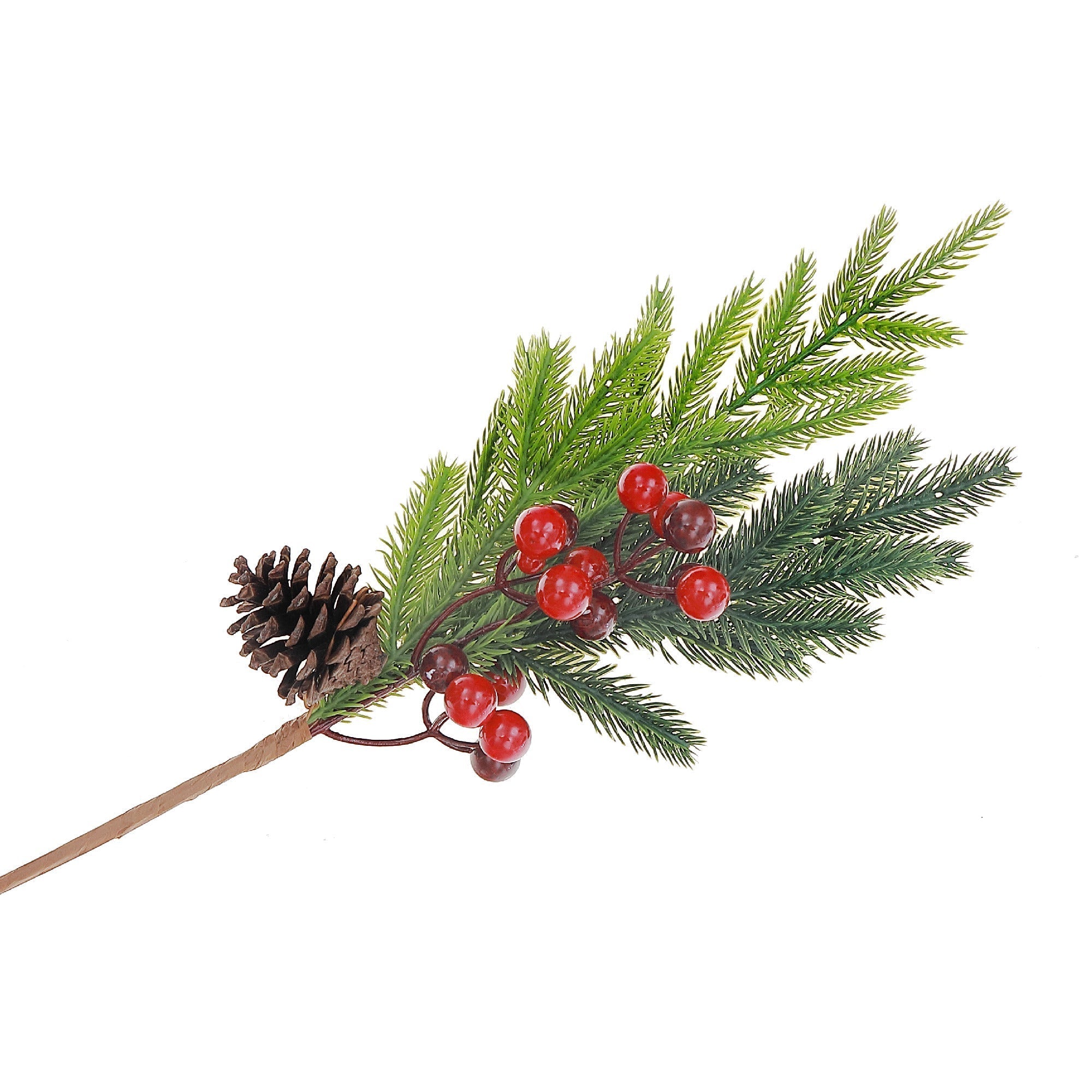 Pine Cone and Berries Decorative Pick - Set of 6, Holiday Floral Decor, Christmas Centerpiece, Festive Arrangement