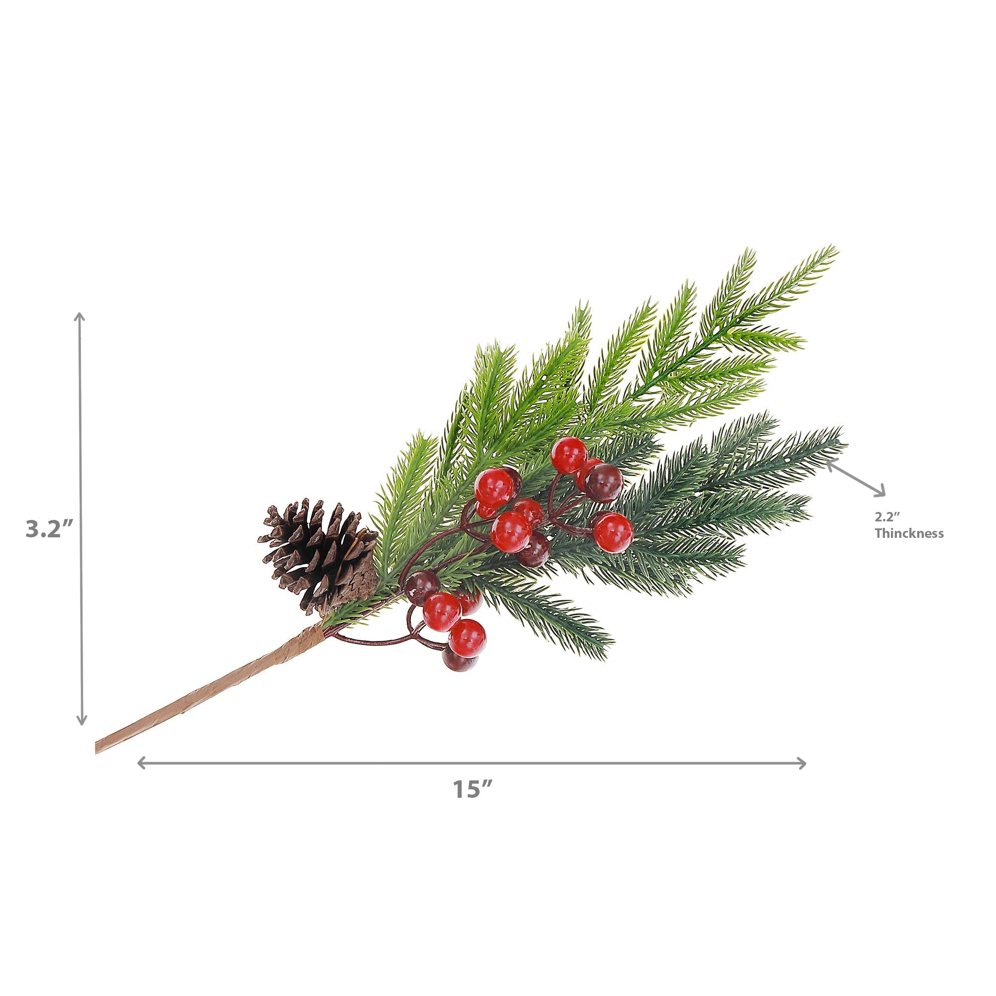 Pine Cone and Berries Decorative Pick - Set of 6, Holiday Floral Decor, Christmas Centerpiece, Festive Arrangement
