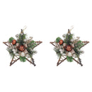 12" Rattan Star Pine Hanging Décor - Set of 2