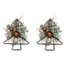 12" Rattan Tree Pine Hanging Décor - Set of 2