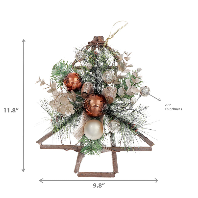 12" Rattan Tree Pine Hanging Décor - Set of 2