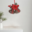 Rattan Twin Bell With Poinsettia And Berries