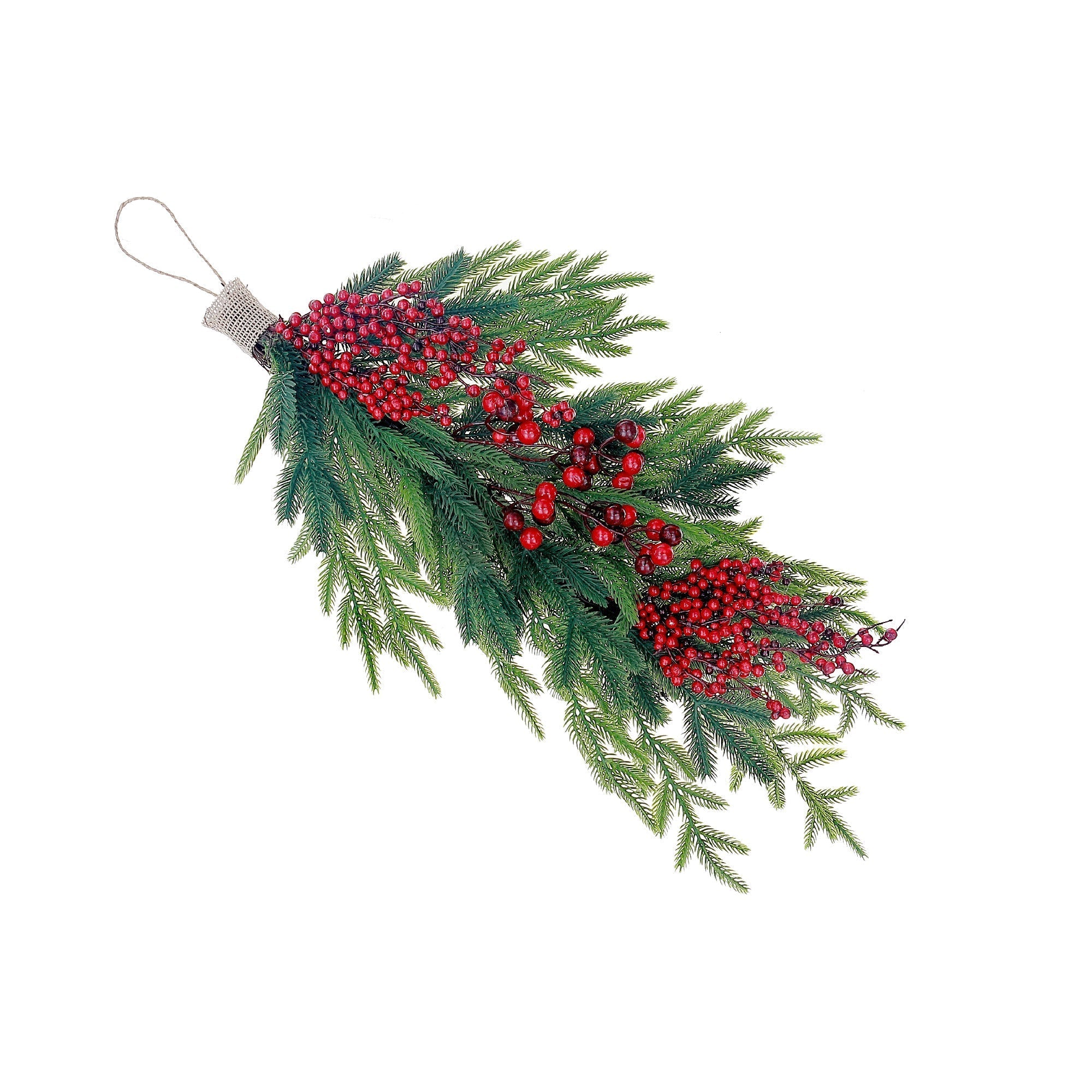 Pine and Berries Decorative Door Hanger, Holiday Front Door Decor, Christmas Floral Accent, Seasonal Welcome Decoration