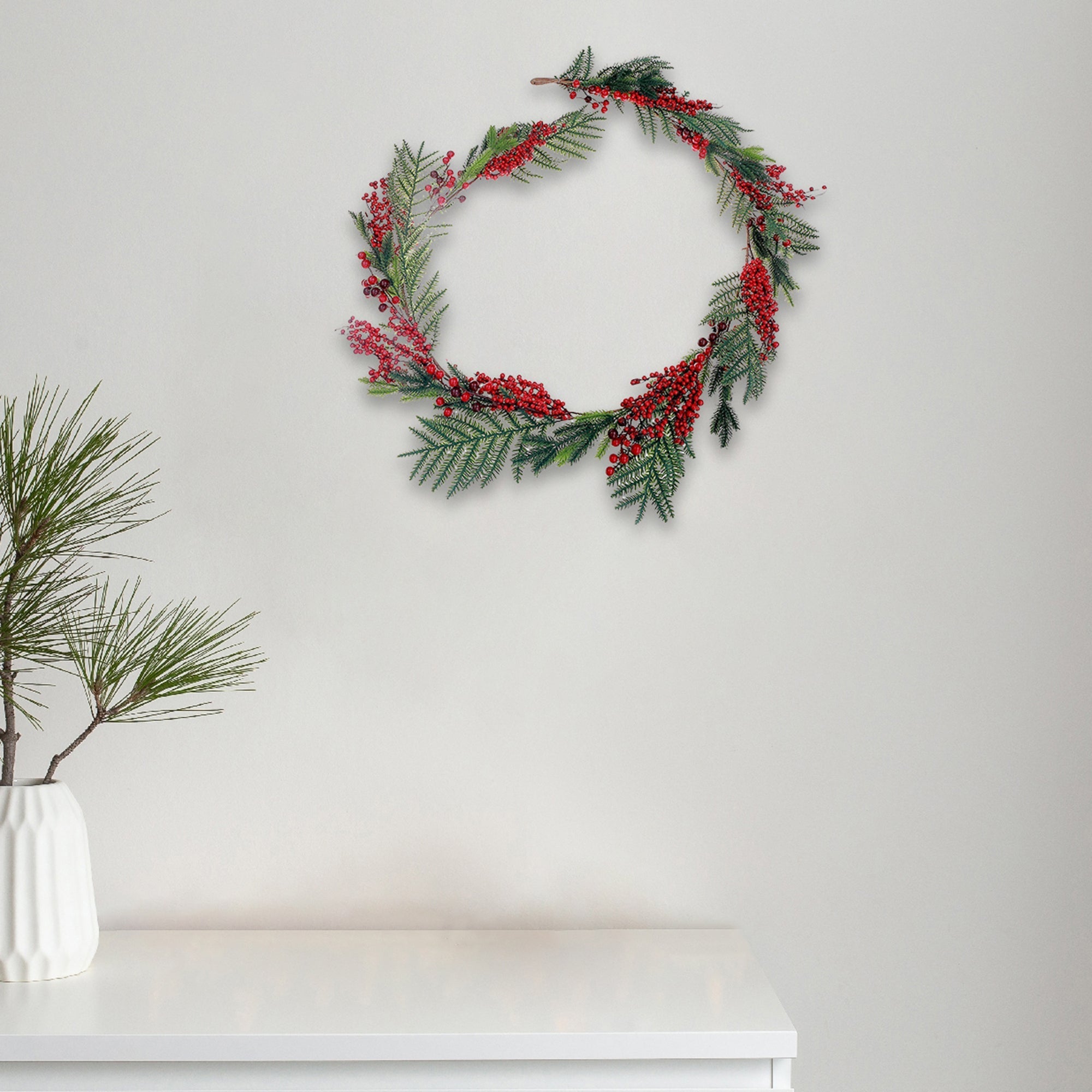 Pine Cone and Berries Decorative Garland, Christmas Garland, Holiday Table or Mantel Decor, Festive Home Accent
