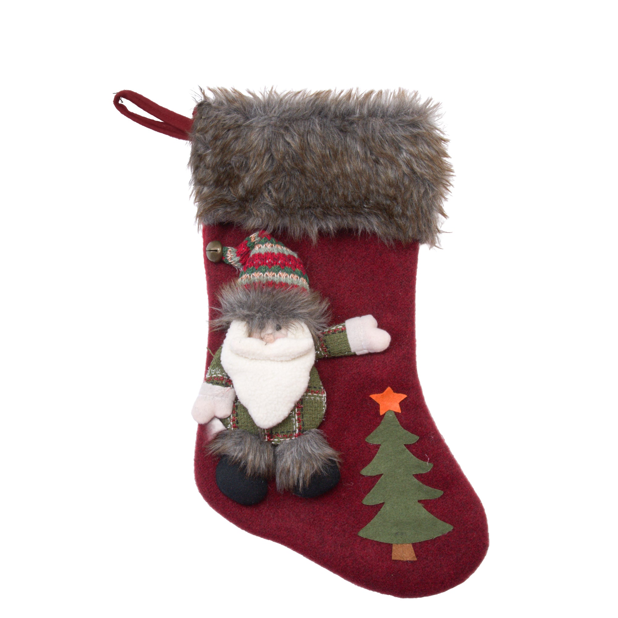 20" Stocking with Santa and Tree, Christmas, Stocking, Holiday Decor