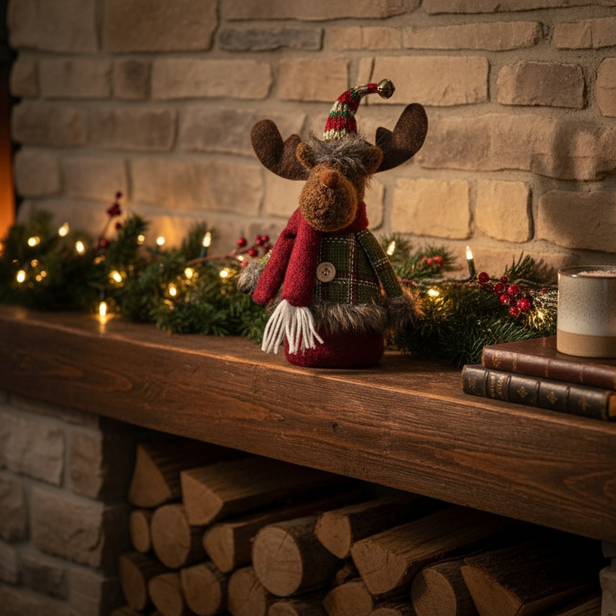 11" Cozy Moose Figure, Figurine, Holiday Decor