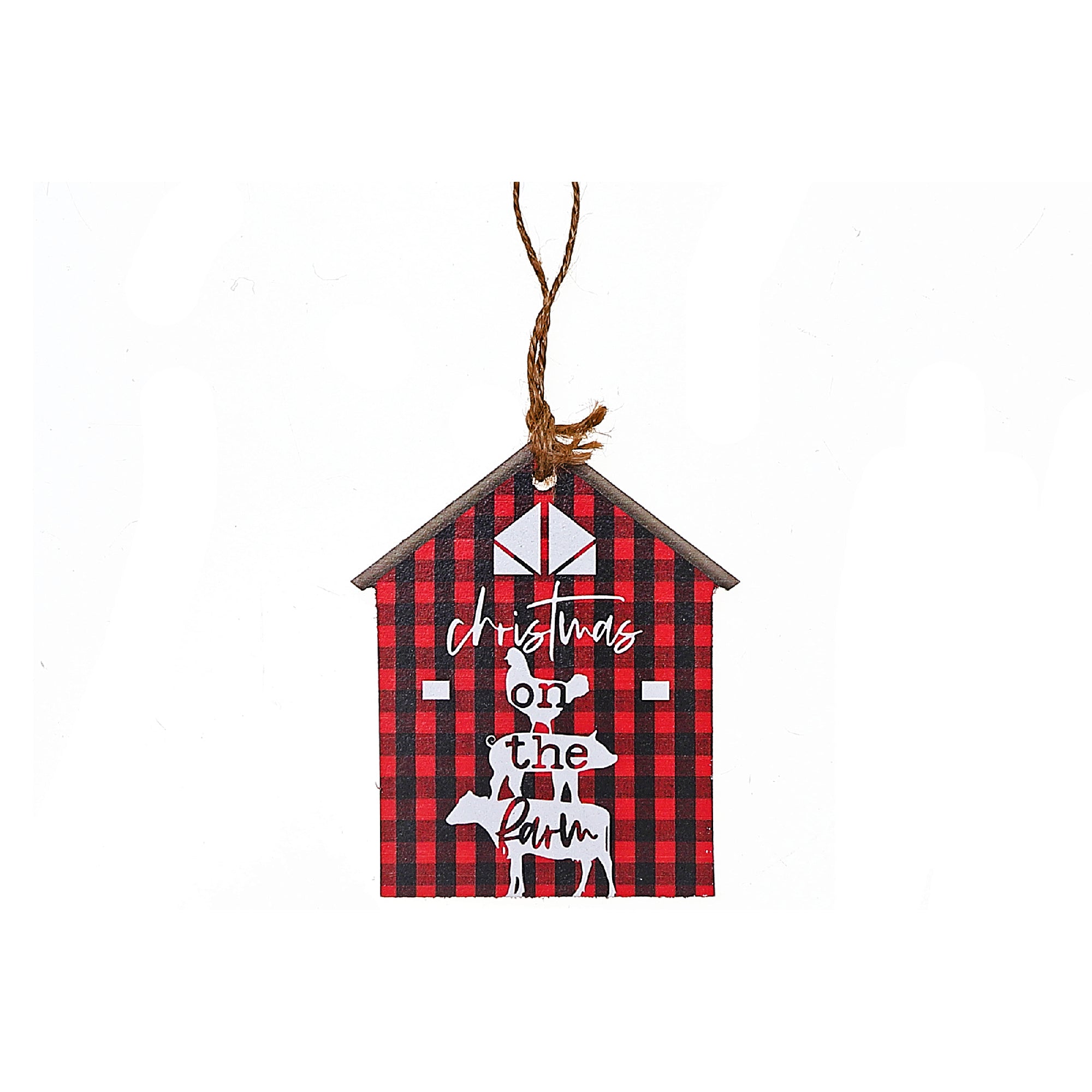 Christmas On The Farmhouse Ornament Set Of 6, Holiday Tree Decorations, Rustic Farmhouse Decor