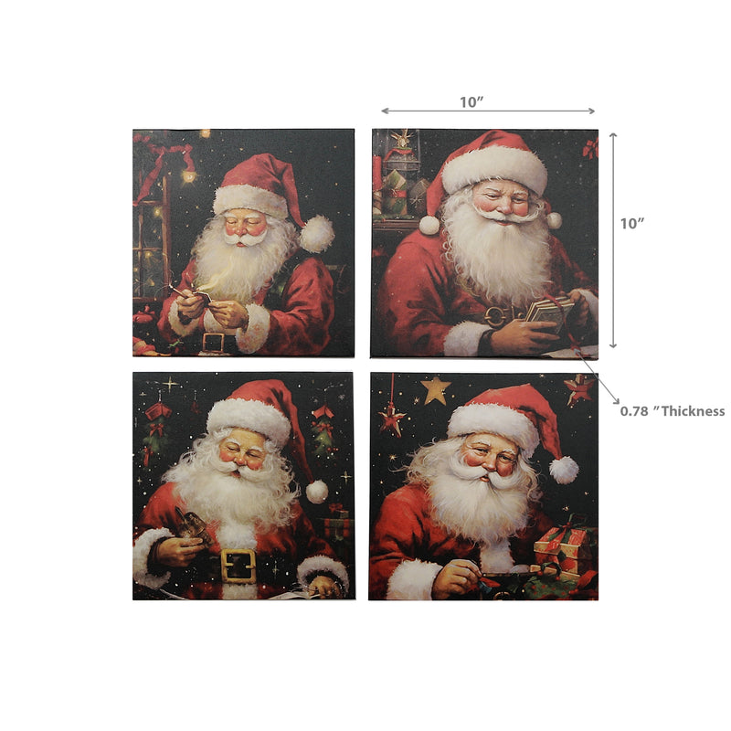 Canvas Wall Art Santa - Set of 4