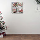 Canvas Wall Art Red Truck and House - Set of 4