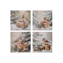 Canvas Wall Art Asstd (Bird With Presents) - Set of 4