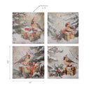 Canvas Wall Art Asstd (Bird With Presents) - Set of 4