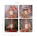Canvas Wall Art Asstd (Glowing Lantern With Cardinal) - Set of 4