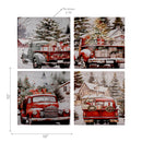 Canvas Wall Art Asstd (Truck With Presents) - Set of 4