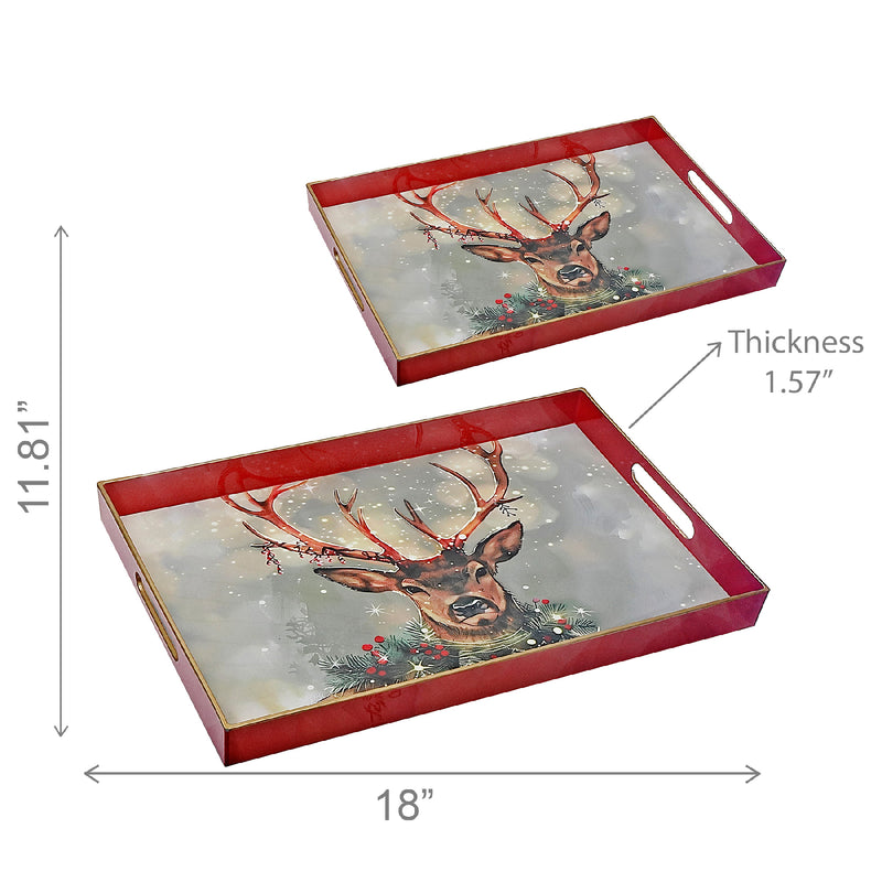 Nested Tray - Deer (Set Of 2)