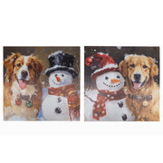 19.7" Canvas Wall Art Dog and Snowman Assorted, Christmas, Wall Decor, Holiday Decor