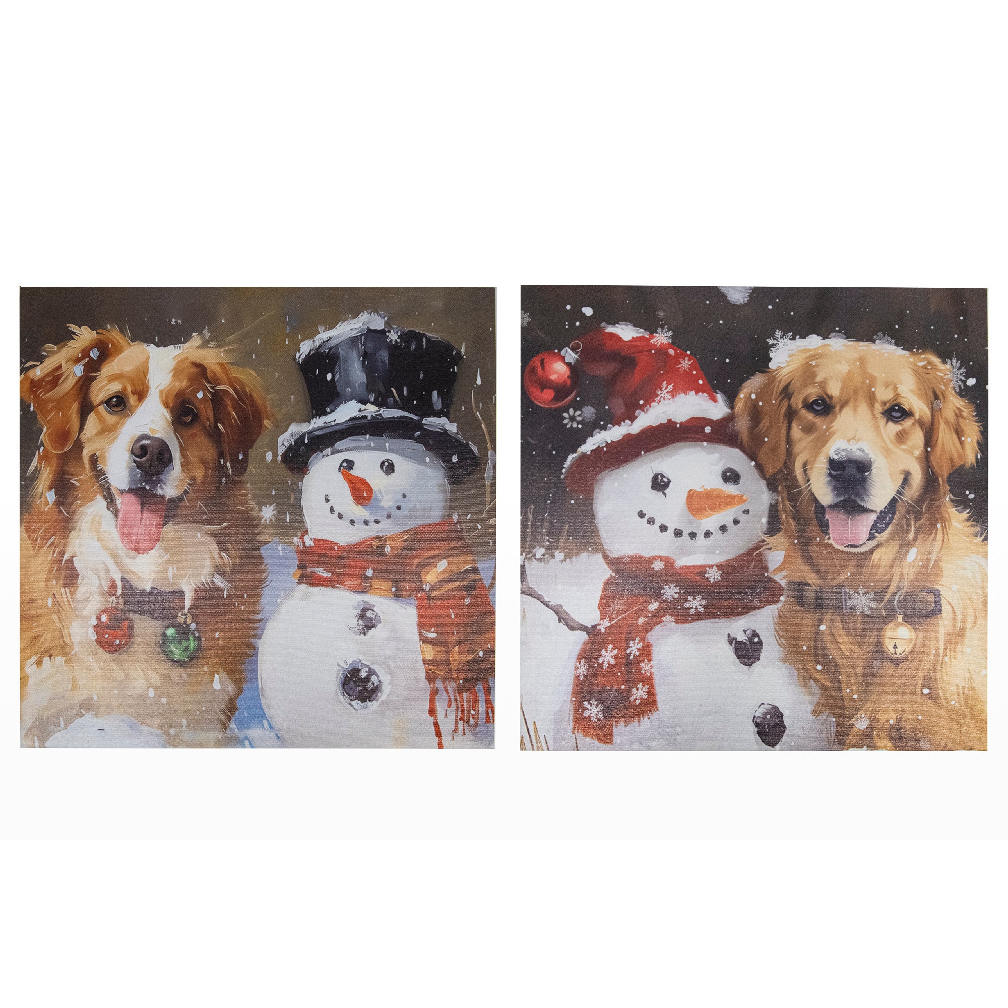 19.7" Canvas Wall Art Dog and Snowman Assorted, Christmas, Wall Decor, Holiday Decor