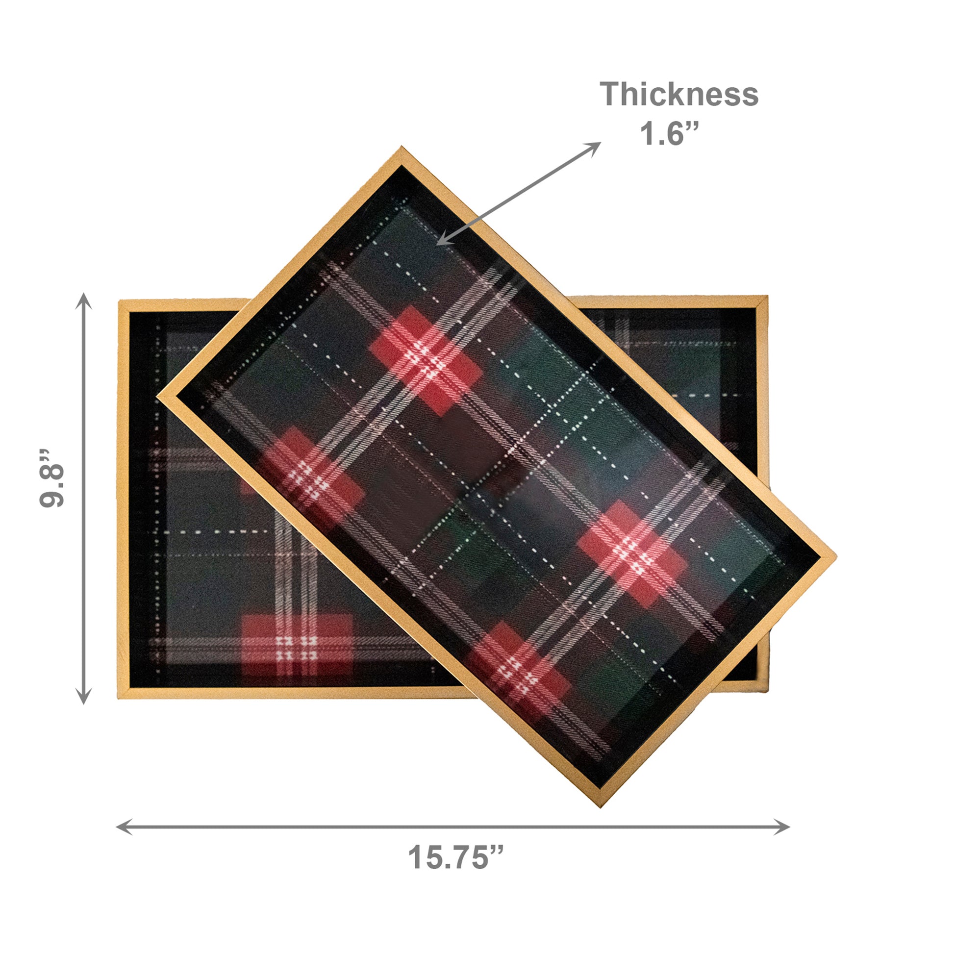 Rectangular Nested Tray Christmas Plaid Set of 2, Christmas, Storage Box, Holiday Decor