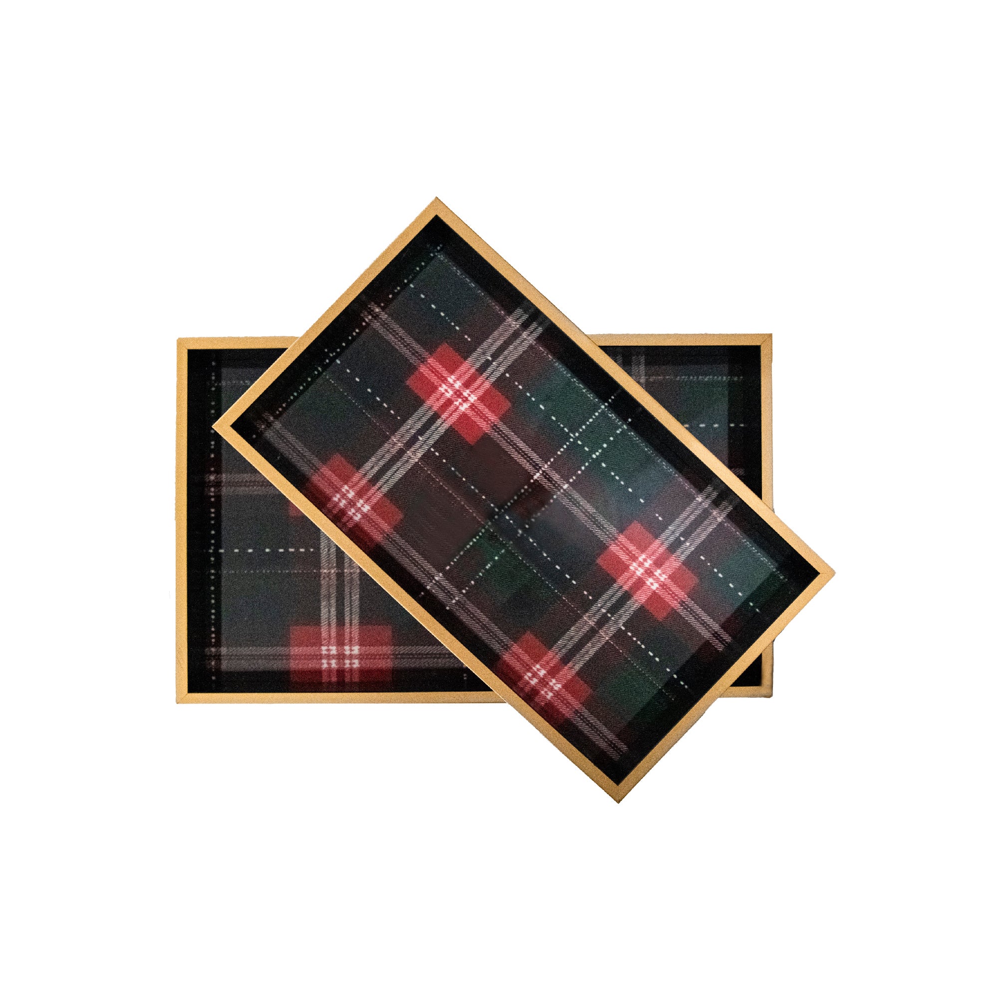 Rectangular Nested Tray Christmas Plaid Set of 2, Christmas, Storage Box, Holiday Decor