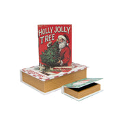 Wooden Storage Book Holly Jolly Santa Set of 3, Christmas, Storage Box, Holiday Decor