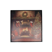 19.7" Framed Canvas Wall Art Fireplace, Wall Decor, Holiday Decor