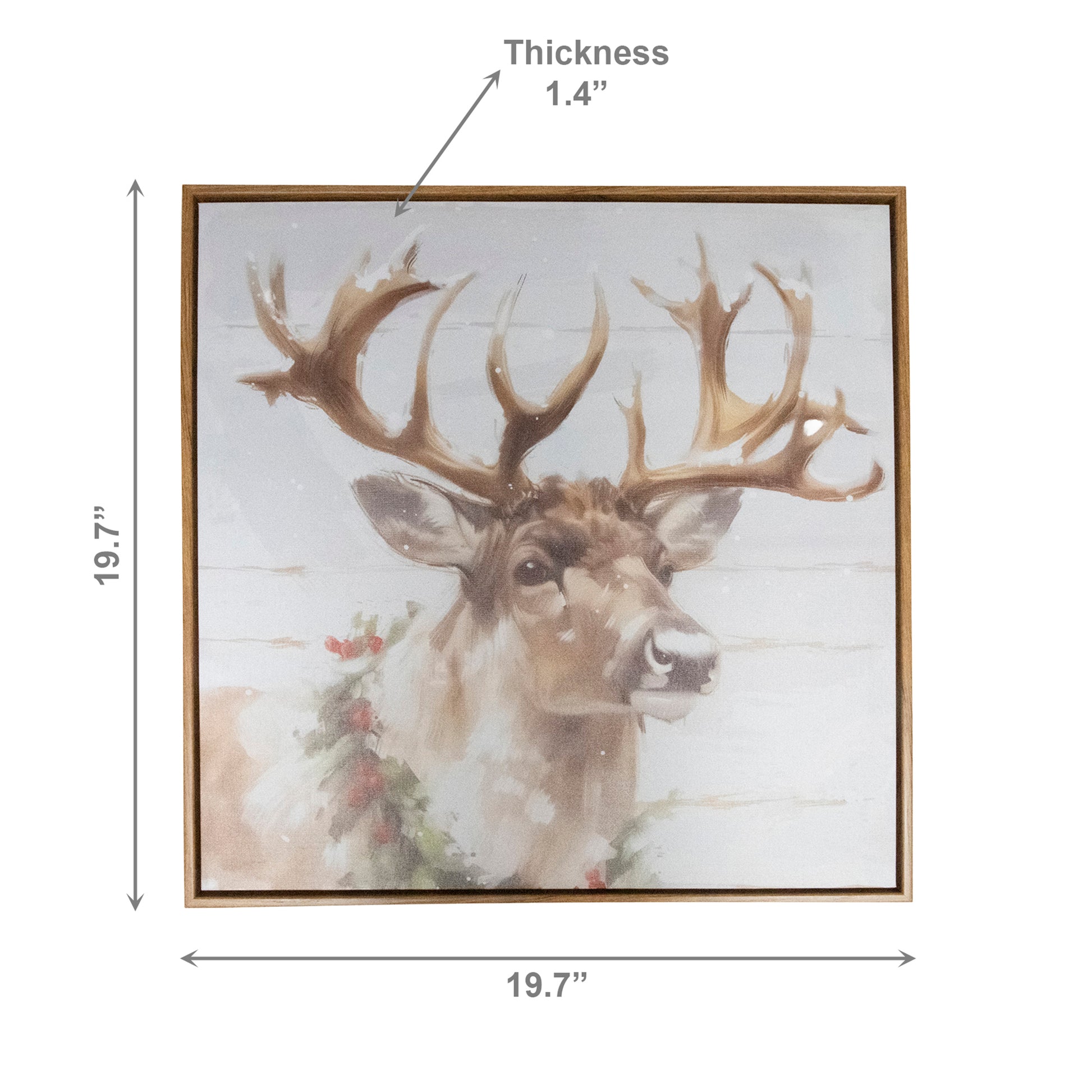 19.7" Framed Canvas Wall Art Reindeer, Christmas, Wall Decor, Holiday Decor