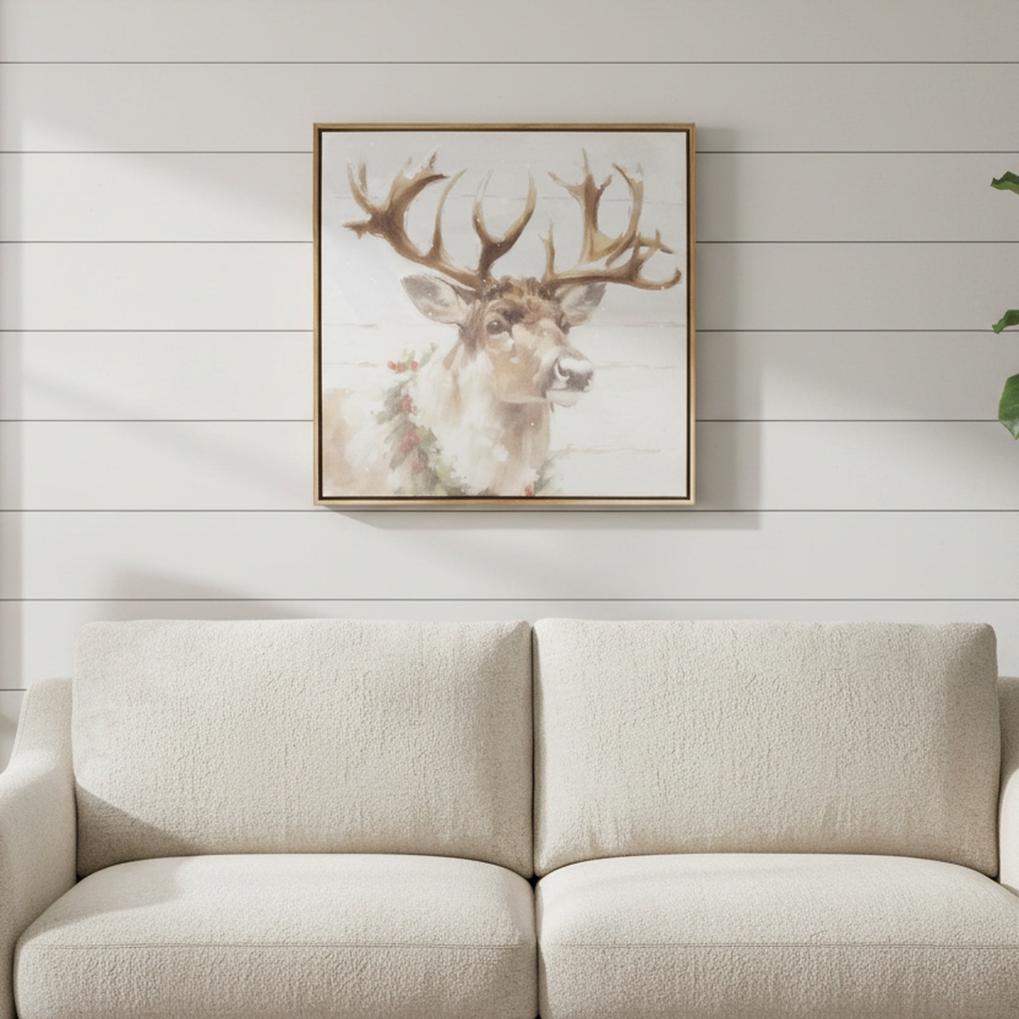 19.7" Framed Canvas Wall Art Reindeer, Christmas, Wall Decor, Holiday Decor