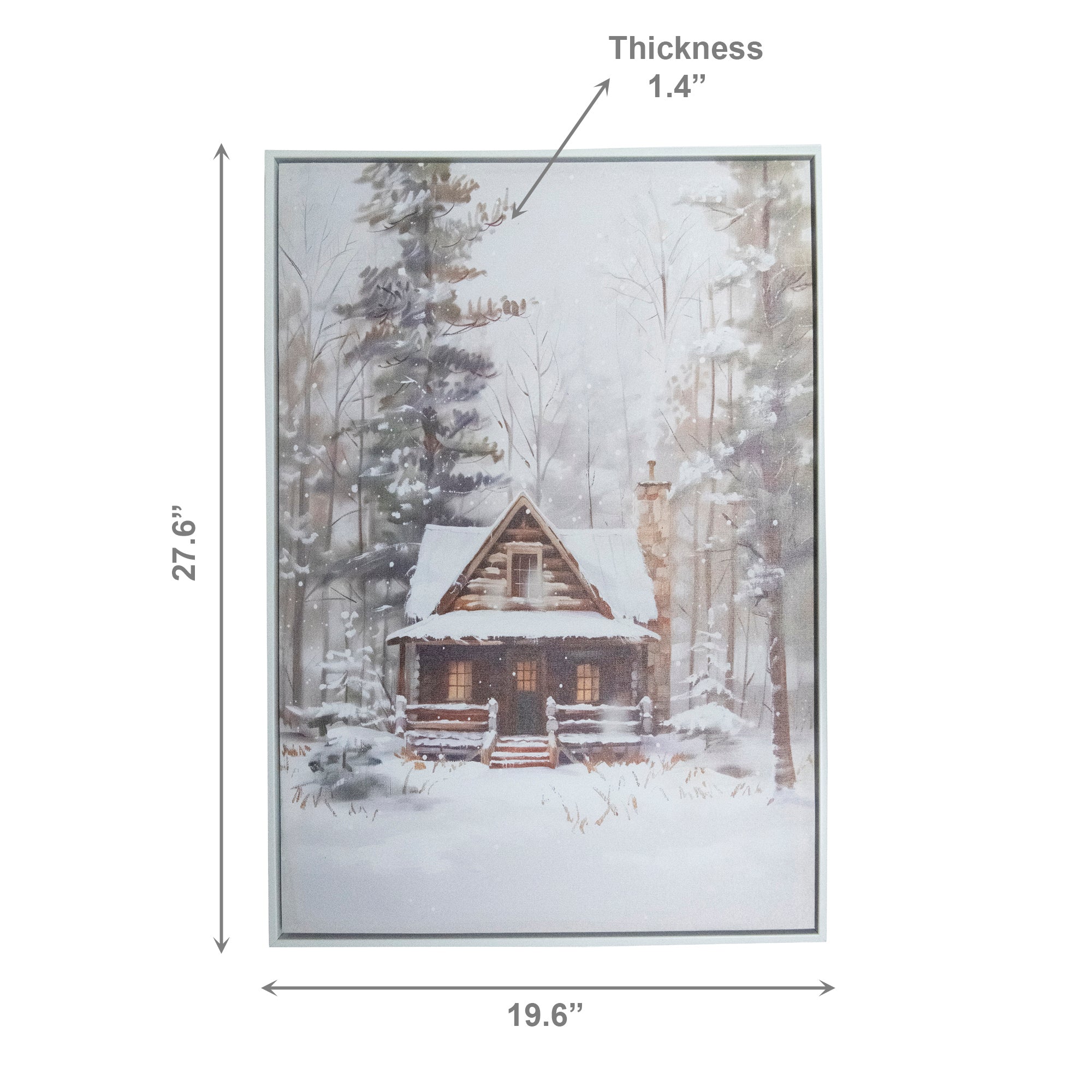 20" X 28" Framed Canvas Wall Art Winter Cabin, Winter, Wall Decor, Holiday Decor