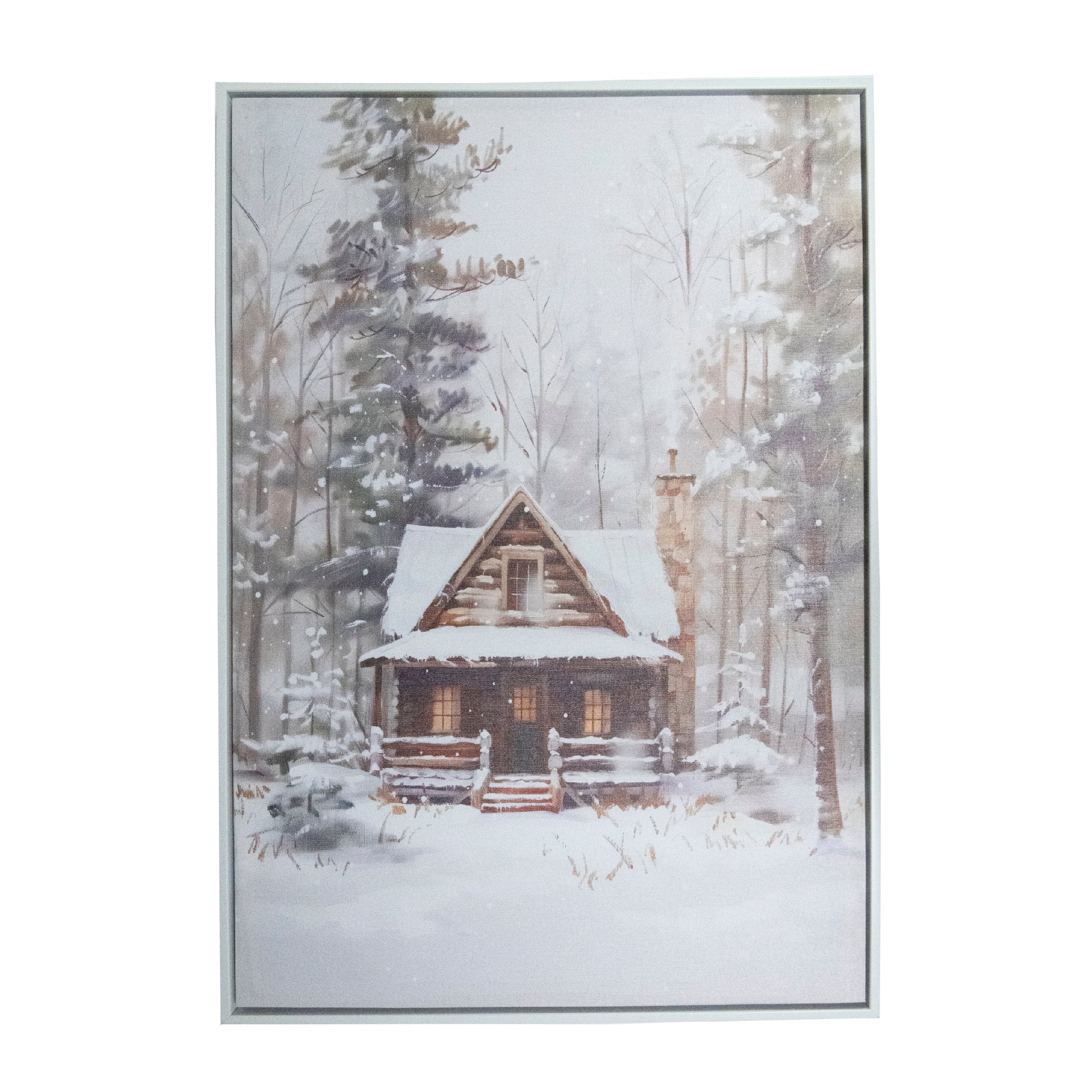 20" X 28" Framed Canvas Wall Art Winter Cabin, Winter, Wall Decor, Holiday Decor
