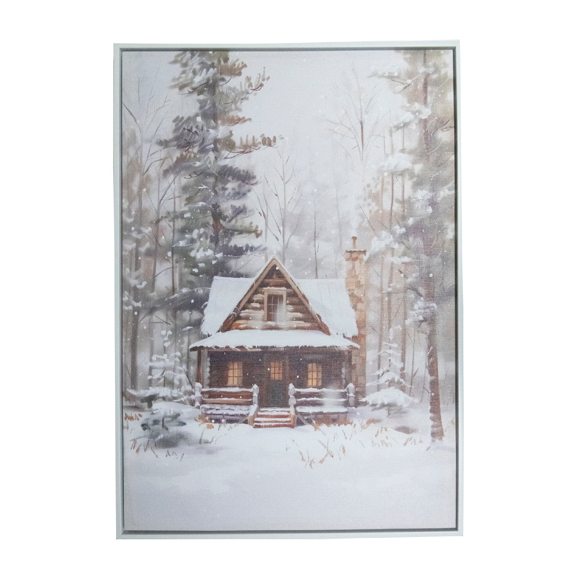 20" X 28" Framed Canvas Wall Art Winter Cabin, Winter, Wall Decor, Holiday Decor