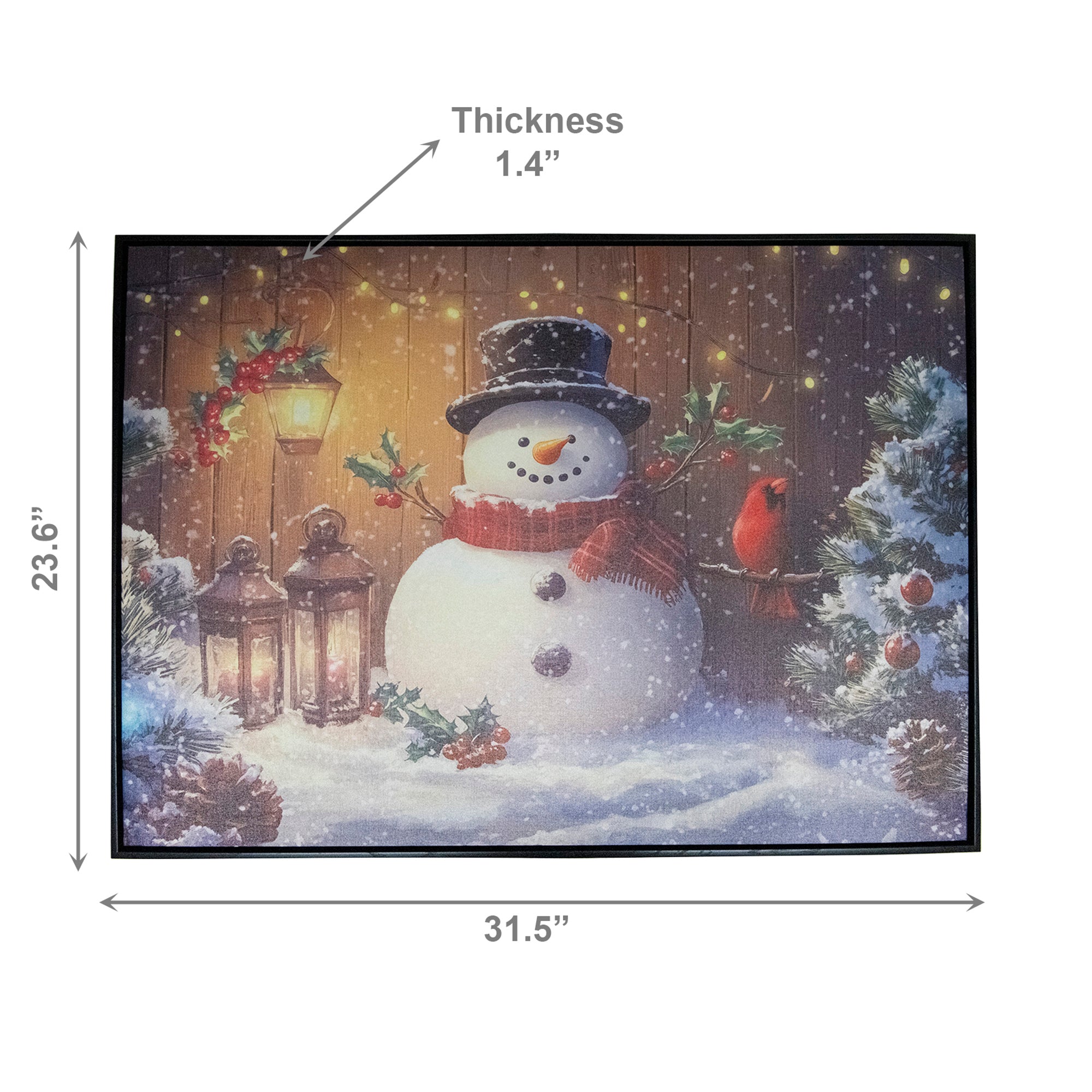 32" X 24" Framed Canvas Wall Art Snowman and Cardinal, Christmas, Wall Decor, Holiday Decor