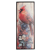 12" X 32" Framed Canvas Wall Art Cardinal on Holly Berries, Christmas, Wall Decor, Holiday Decor