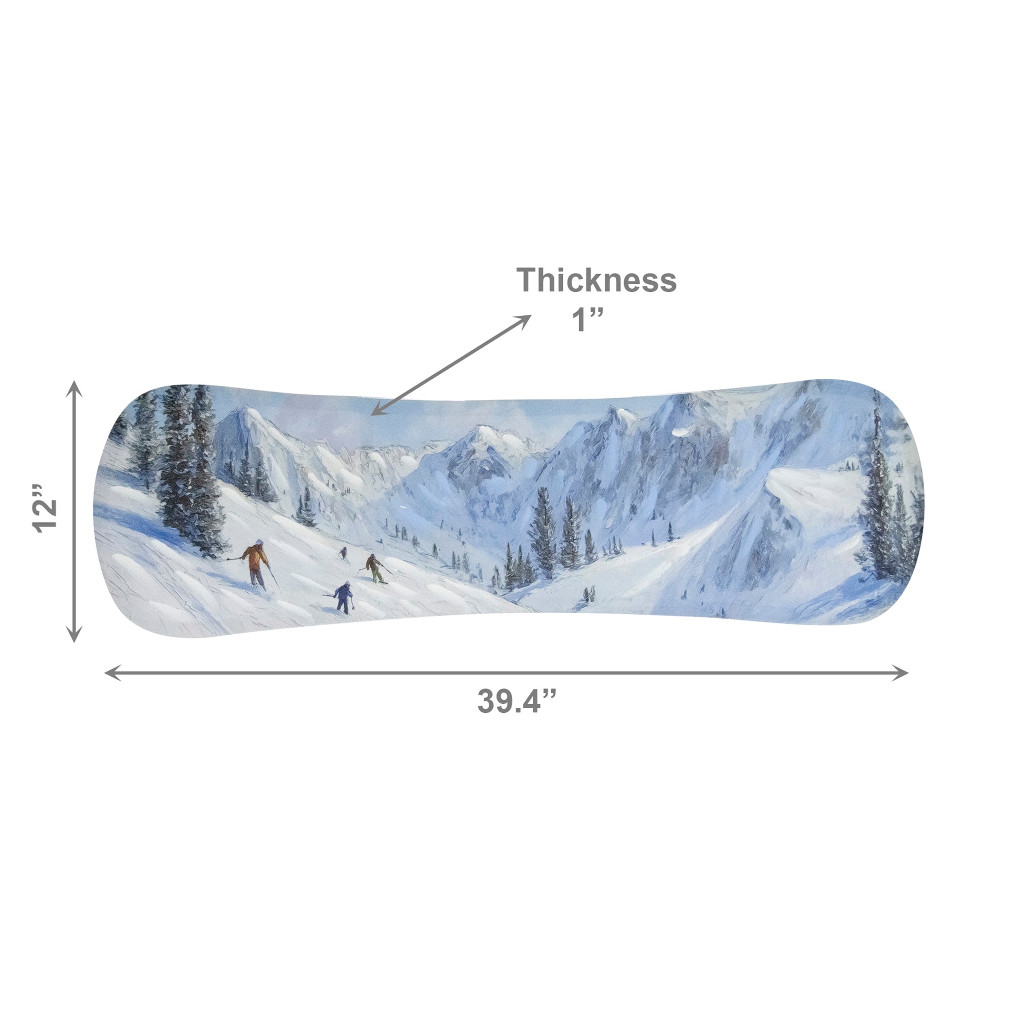 Snowboard Shaped Canvas Wall Art Mountain Skiers, Winter, Wall Decor, Holiday Decor
