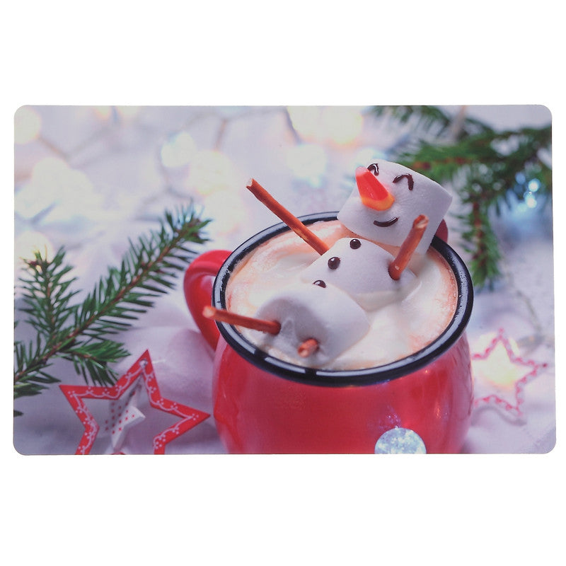 Plastic Holiday Placemat – Marshmallow Snowman, Durable Dining Set of 12
