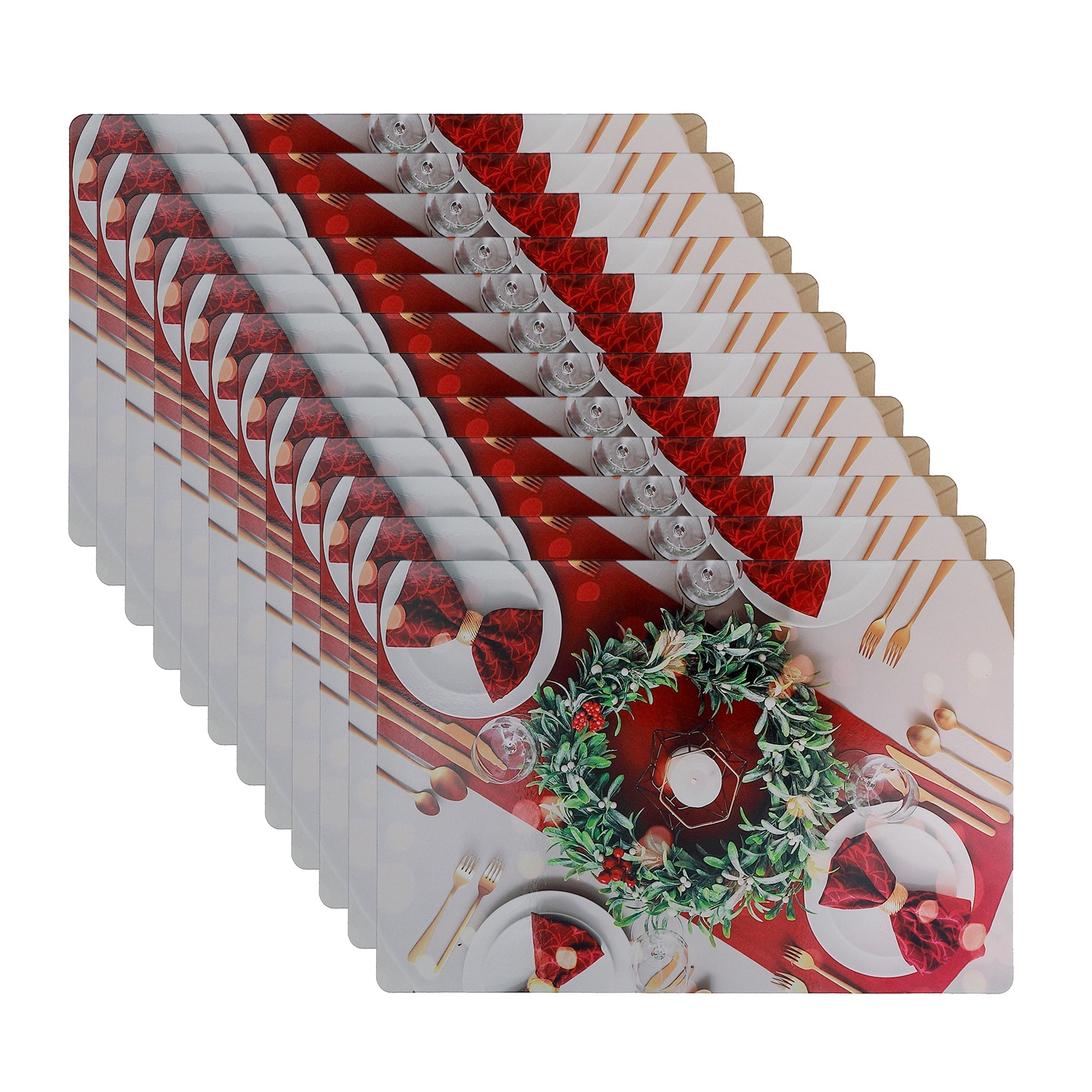 Plastic Placemat Holiday Dinner Set Of 12, Holiday Dinner Plastic Placemat Set Of 12, Festive Table Setting