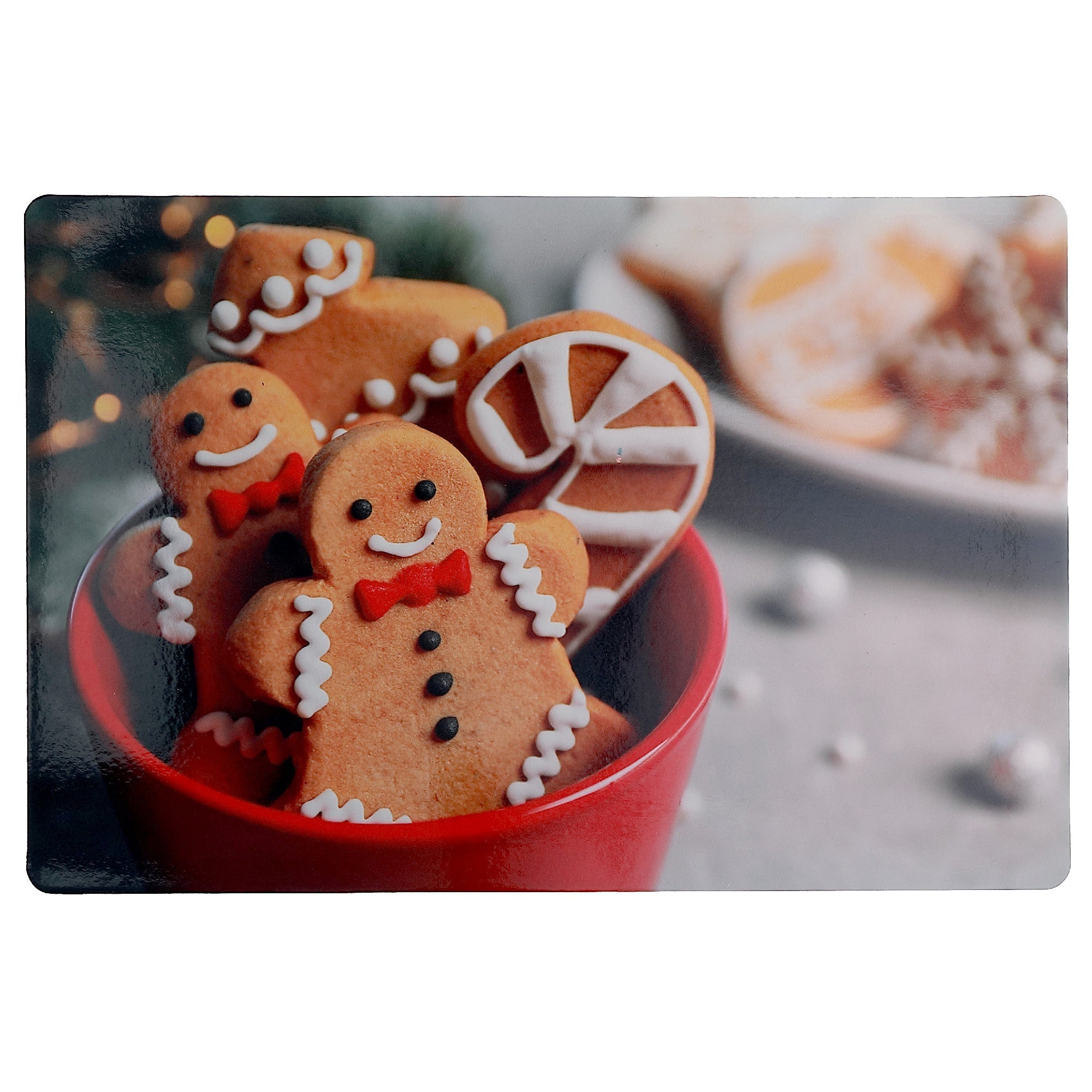 Plastic Placemat Set of 12 Gingerbread Cookies – Christmas Table Decor, Holiday Dining Accent, Winter Seasonal Decoration