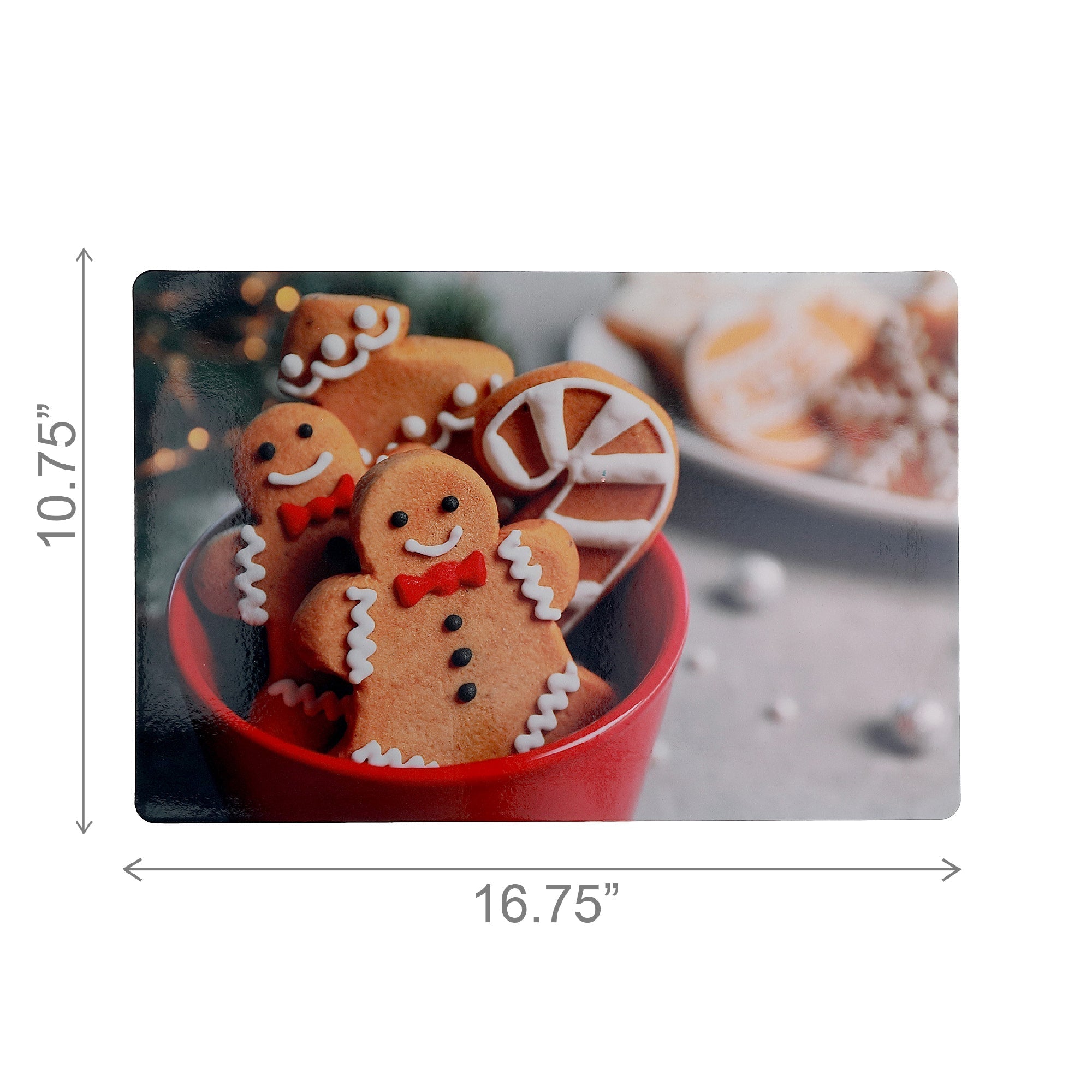 Plastic Placemat Set of 12 Gingerbread Cookies – Christmas Table Decor, Holiday Dining Accent, Winter Seasonal Decoration