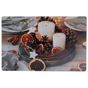Plastic Placemat Set of 12 Spiced Candles – Christmas Table Decor, Holiday Dining Accent, Winter Seasonal Decoration