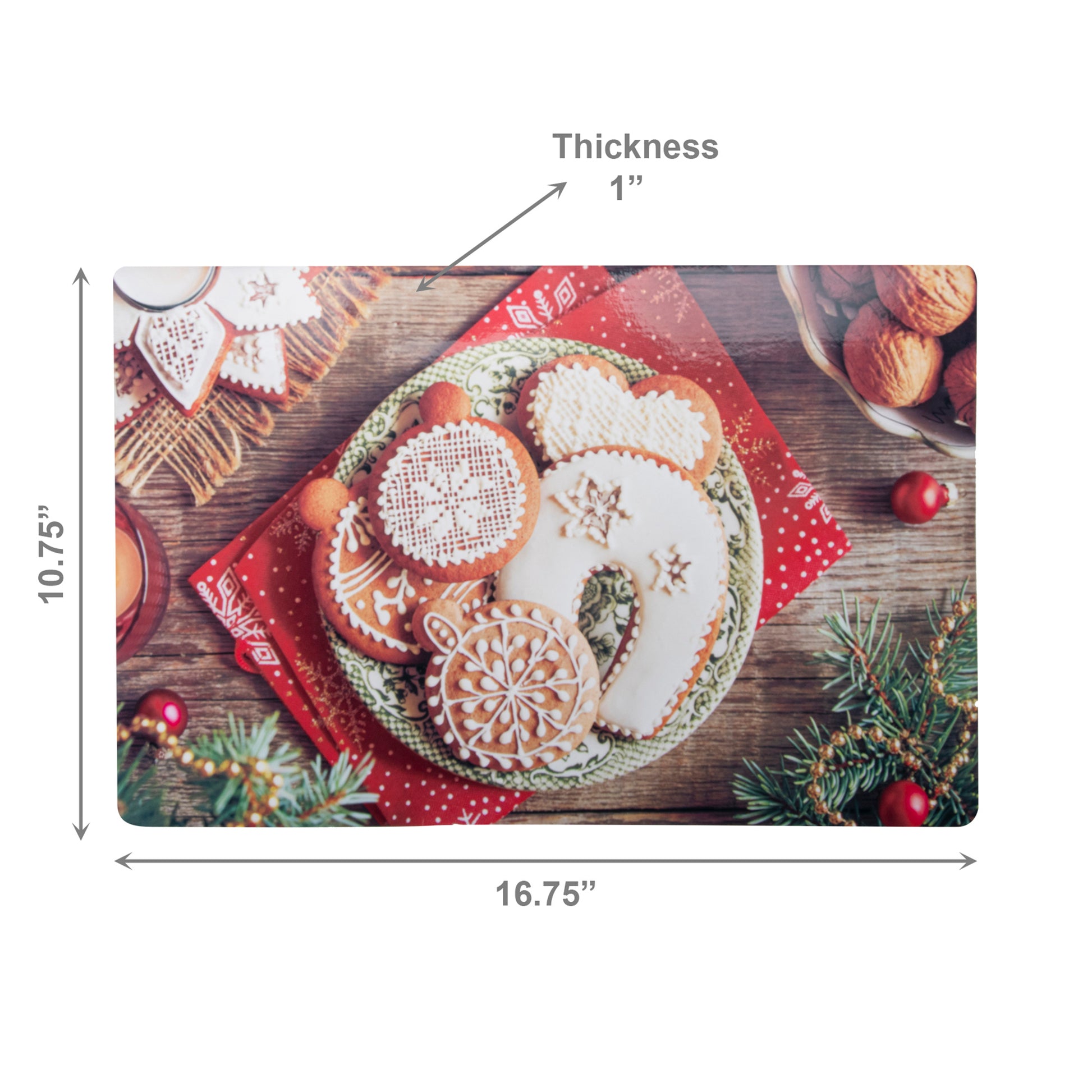 Plastic Placemat Frosted Gingerbread Cookies, Christmas, Placemat, Holiday Decor- Set of 12