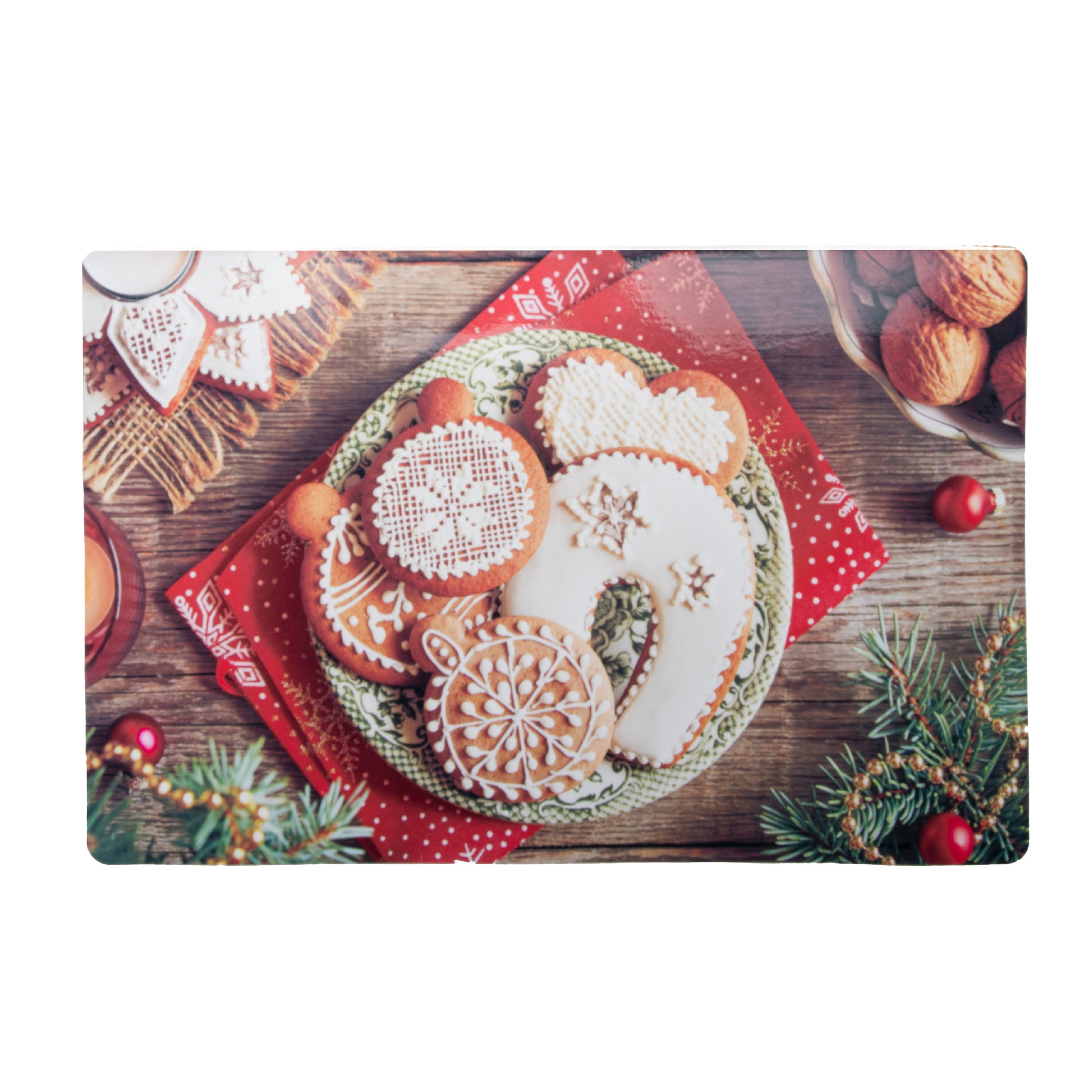 Plastic Placemat Frosted Gingerbread Cookies, Christmas, Placemat, Holiday Decor- Set of 12