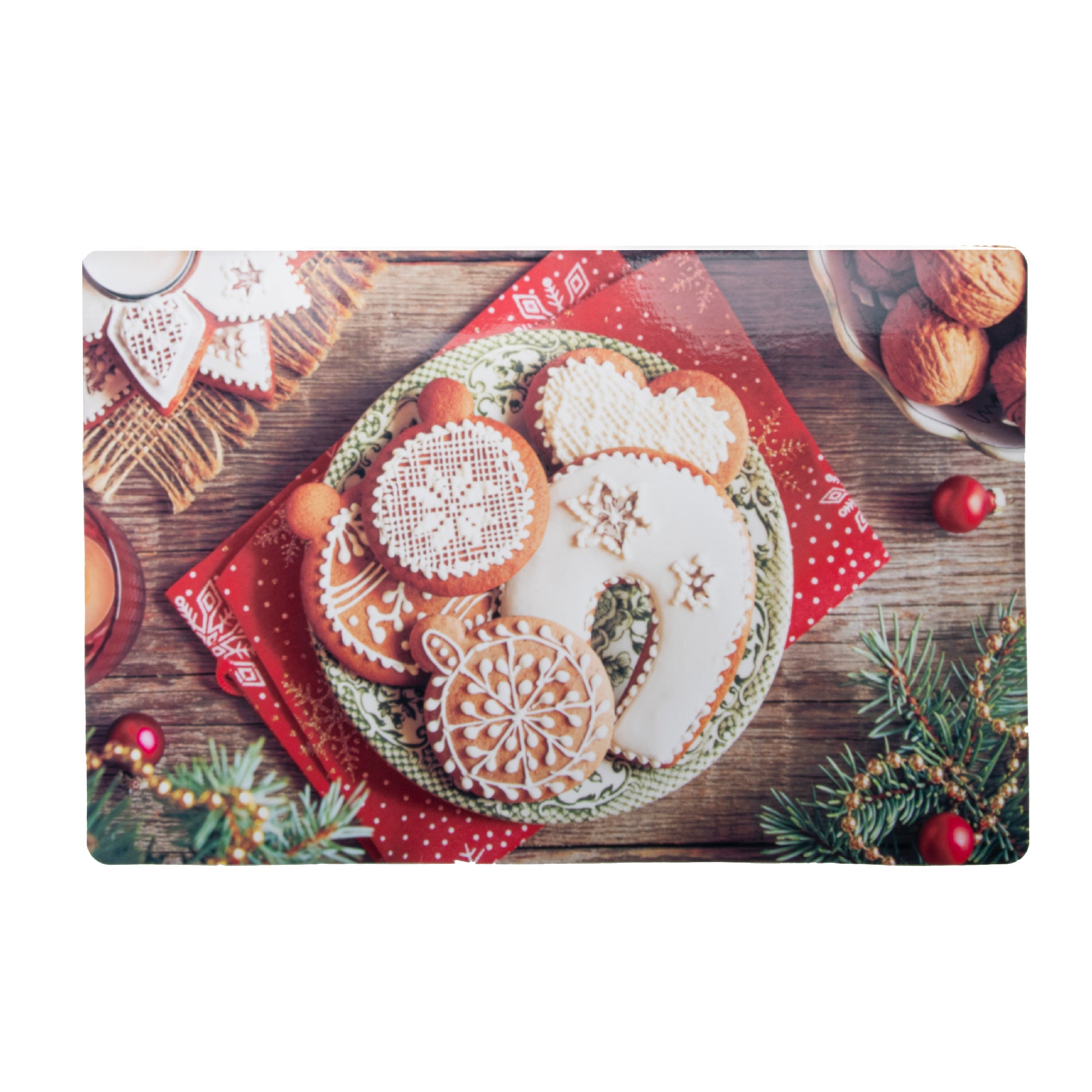 Plastic Placemat Frosted Gingerbread Cookies, Christmas, Placemat, Holiday Decor- Set of 12