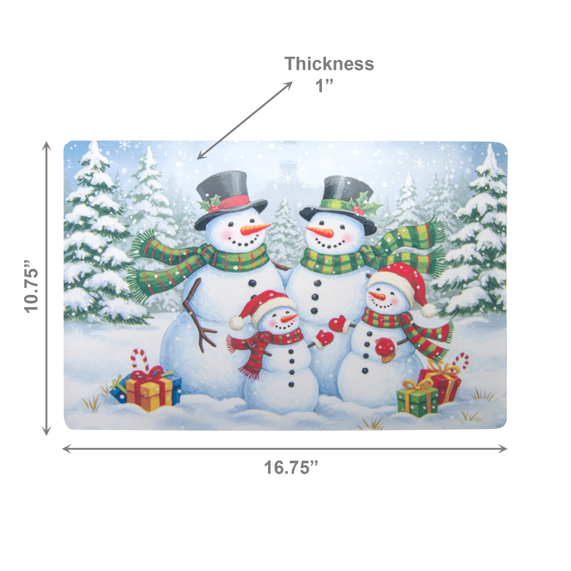 Plastic Placemat Snowman Family, Christmas, Placemat, Holiday Decor- Set of 12