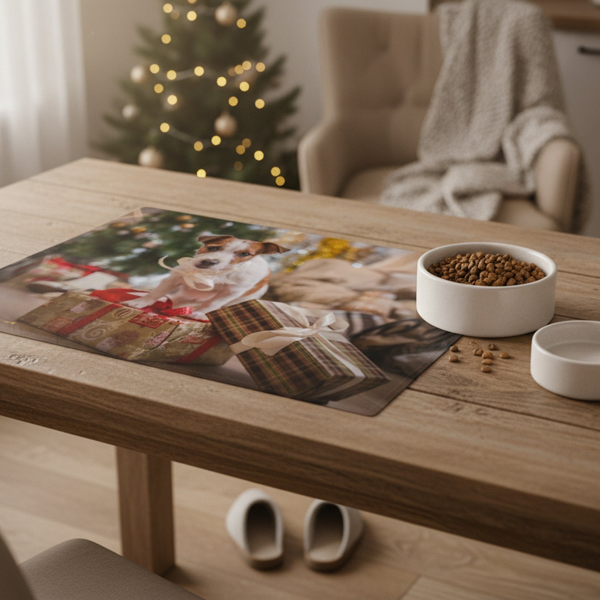 Plastic Placemat Dog and Gifts, Placemat, Holiday Decor- Set of 12