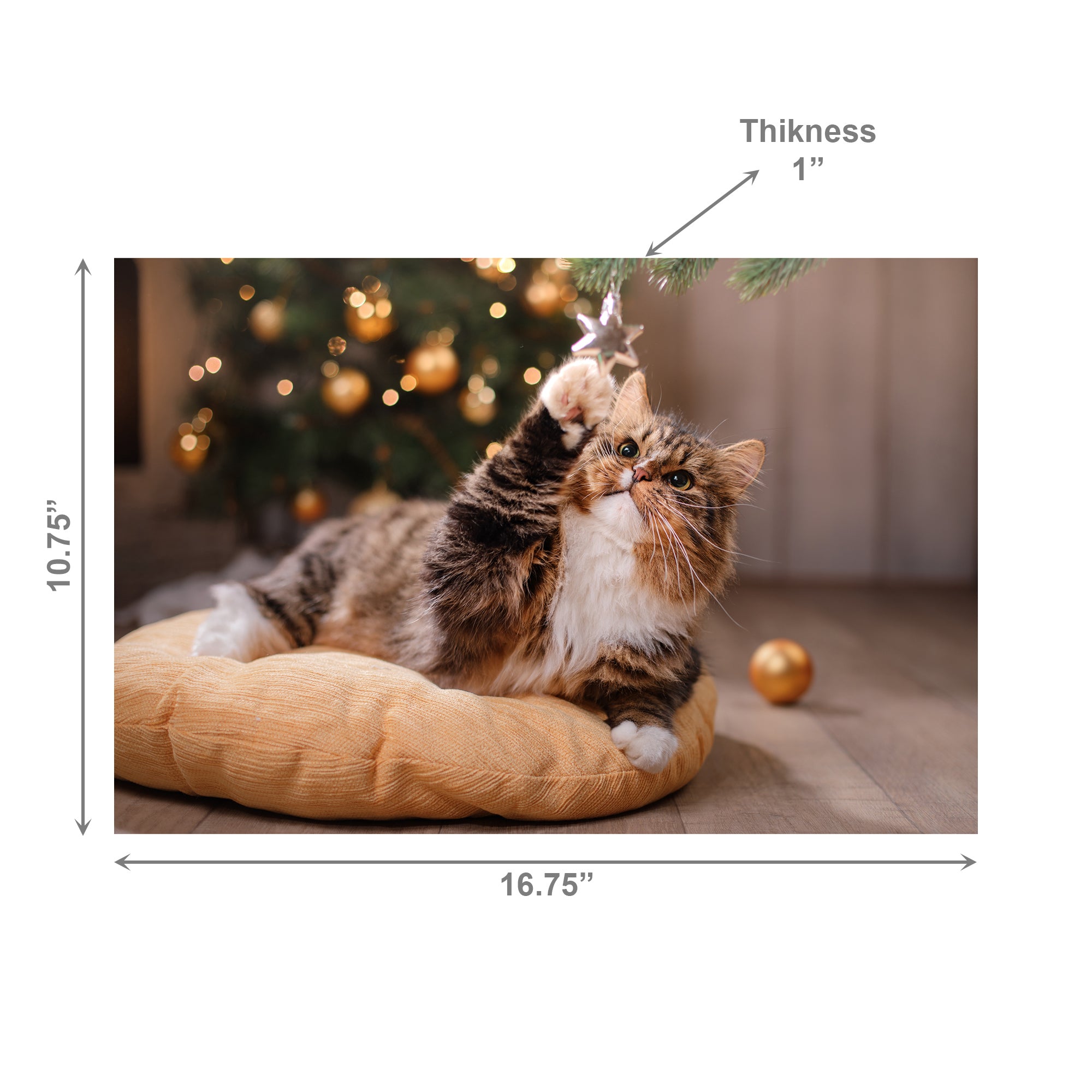 Plastic Placemat Cat Playing with Ornament, Placemat, Holiday Decor- Set of 12