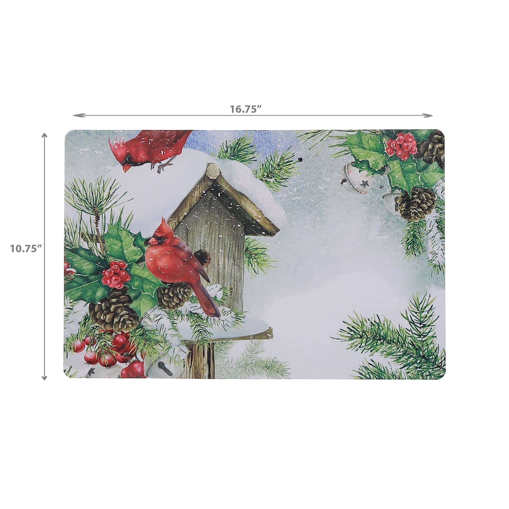 Birdhouse Plastic Christmas Placemat Set of 12 – Holiday Table Decor