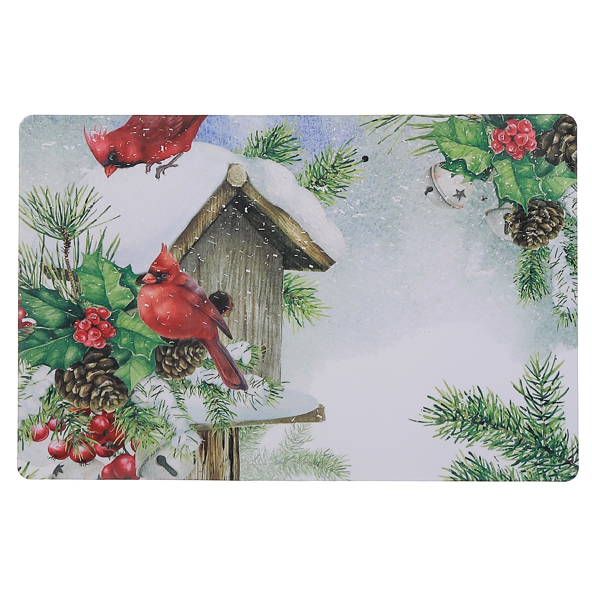 Birdhouse Plastic Christmas Placemat Set of 12 – Holiday Table Decor