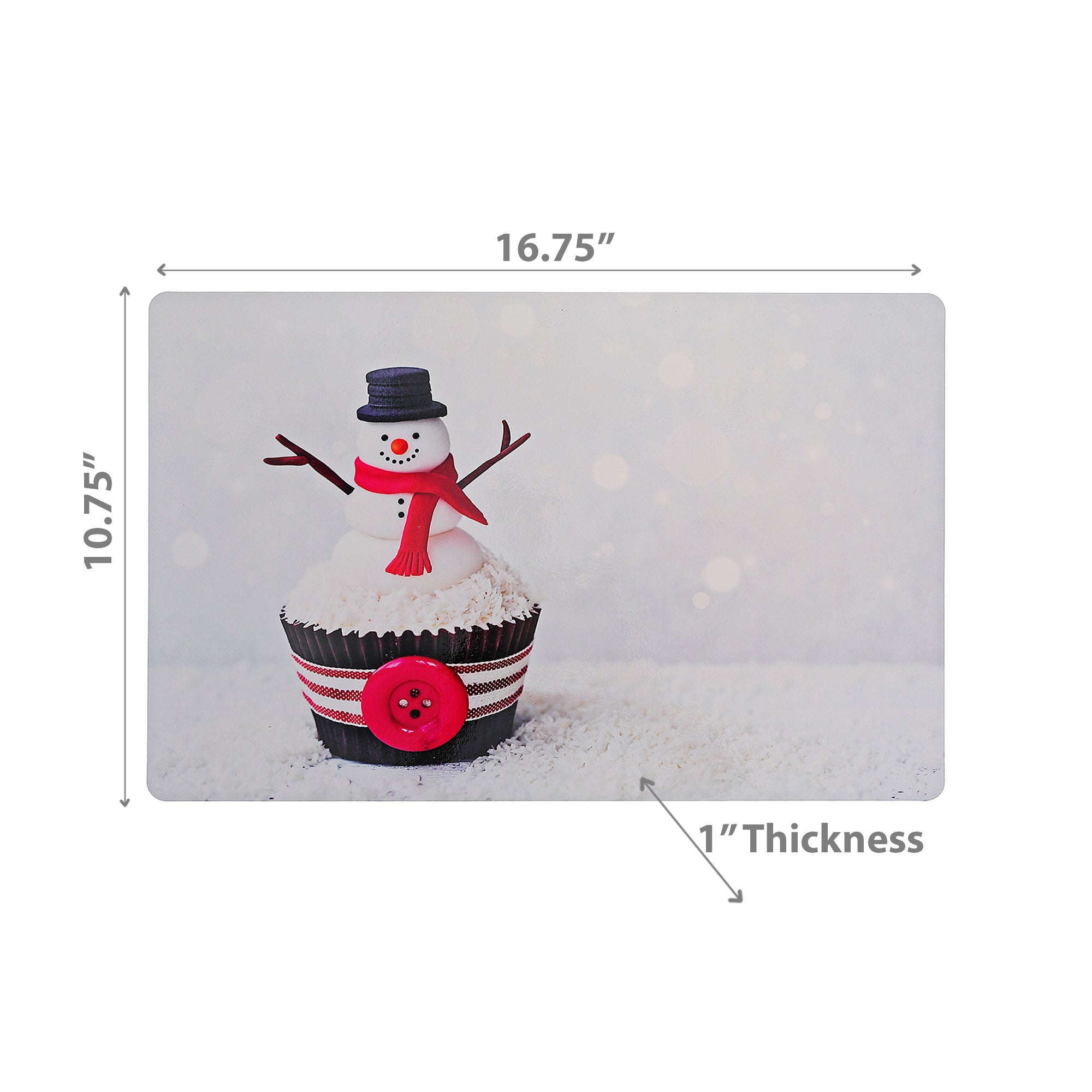 Christmas Plastic Placemat Snowman Cupcake Set Of 12, Holiday Dining Table Decor, Festive Accent