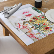 Dog with Present Plastic Christmas Placemat Set of 12 – Holiday Table Decor